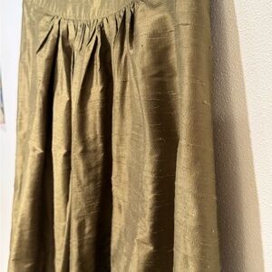 Vintage Linda Bertozzi Shantung Silk Skirt - Olive